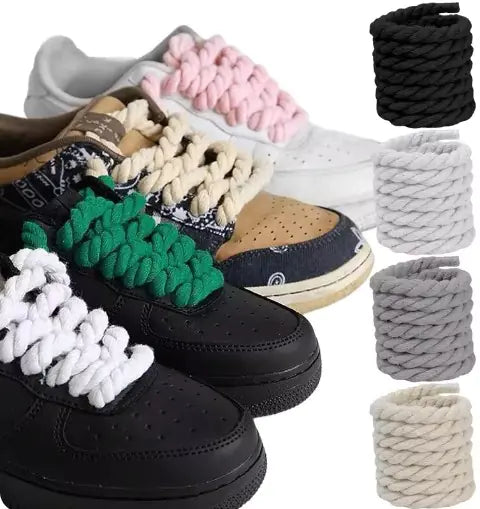 2pcs Wide Cotton Round Shoelaces for Men & Women