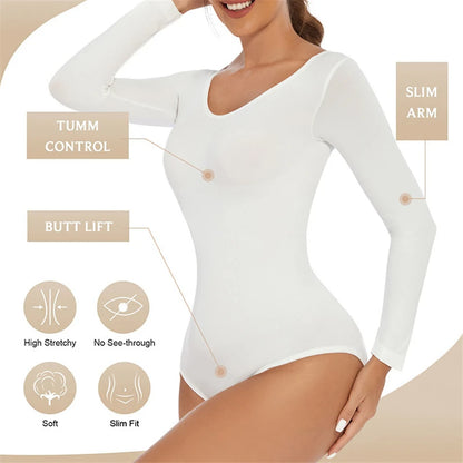 Seamless Long Sleeve Thong Bodysuit