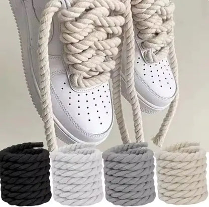 2pcs Wide Cotton Round Shoelaces for Men & Women