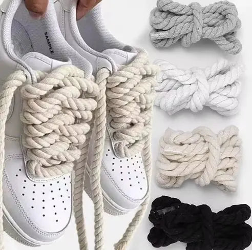 2pcs Wide Cotton Round Shoelaces for Men & Women