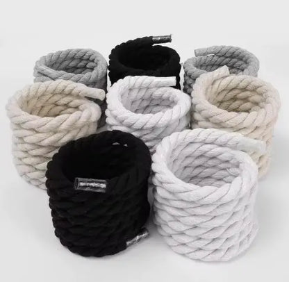 2pcs Wide Cotton Round Shoelaces for Men & Women