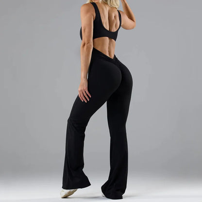 Seamless Hollow Yoga Bodysuit - Women's Casual Activewear