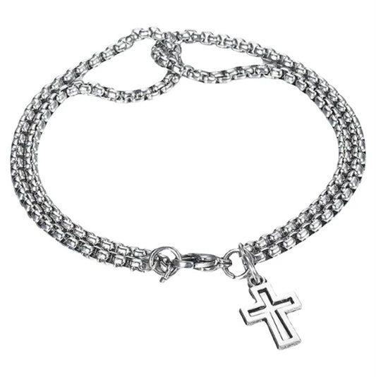 Hollow Double Chain Cross Pendant for Men